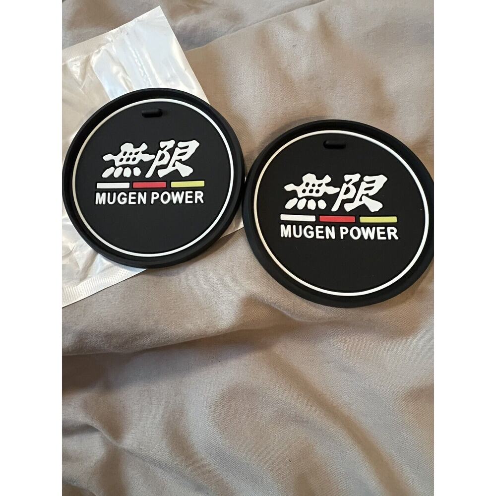 2PCS Silicone Carbon Fiber Car Coaster Cup Holder Pad Mat MUGEN POWER